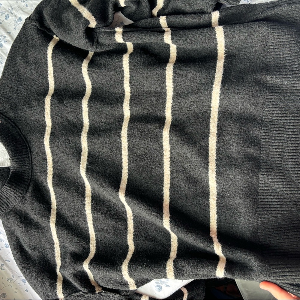 Aerie Black and White Striped Sweater